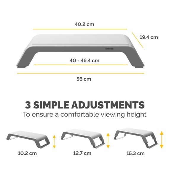 Fellowes Computer Monitor Stand with 3 Height Adjustm | 100016997