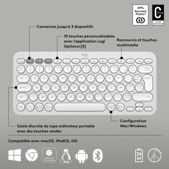 Logitech Pebble Keys 2 K380s - Keyboard - wireless - | 920-011852