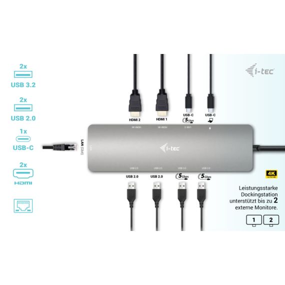 i-Tec Nano Dock - Docking station - USB-C / USB | C31NANOHDM2D100