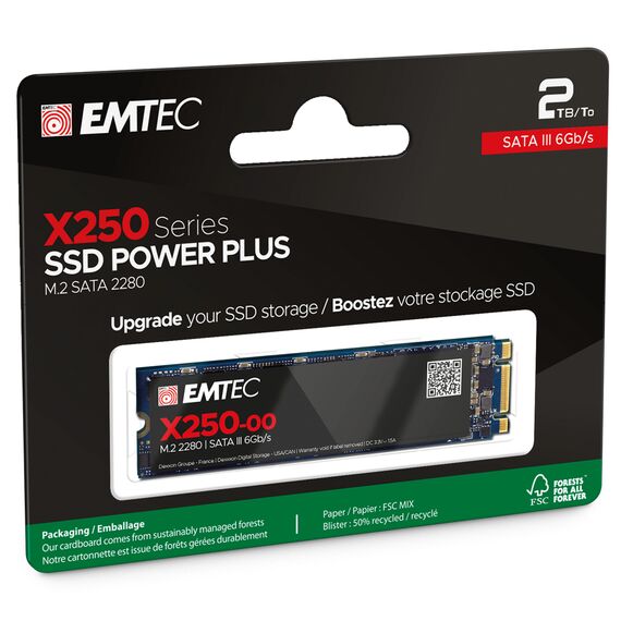 Emtec X250 / 2 TB / M.2 / 520 MB/s / 500 MB/s / 6 G | ECSSD2TX250