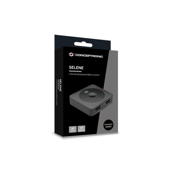 Conceptronic SELENE01B 2-Port Bi-Directional HDMI 2.0 Switch, 4K6