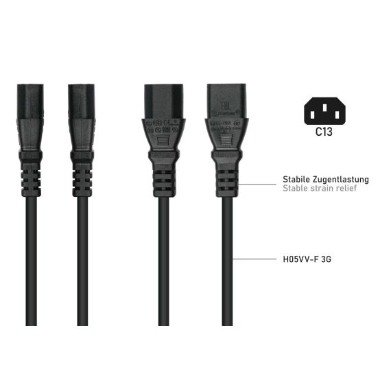 kabelmeister Kaltgeräteverlaeng / Stecker C14 C13 s | SK1430-S010