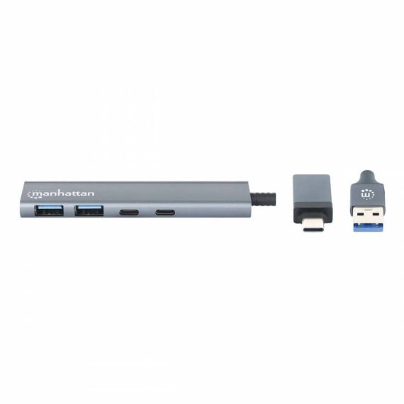 Manhattan 4Port USB AC Hub 2x USBA USBC Ports Hub 181075