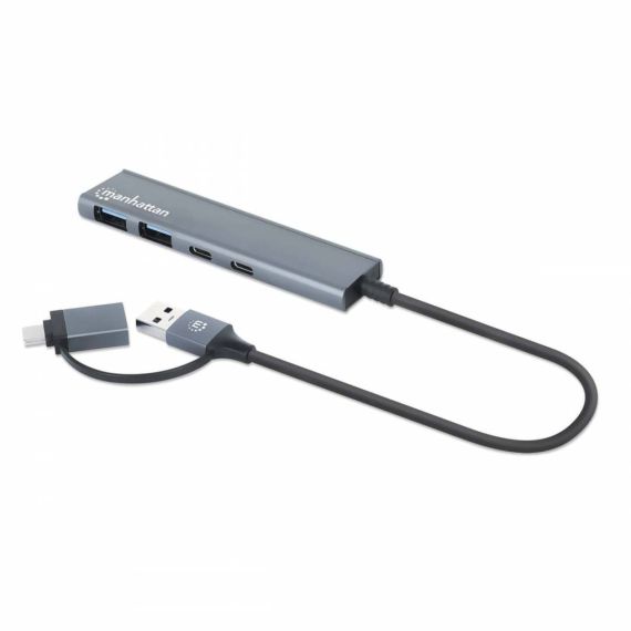 Manhattan 4Port USB AC Hub 2x USBA USBC Ports Hub 181075