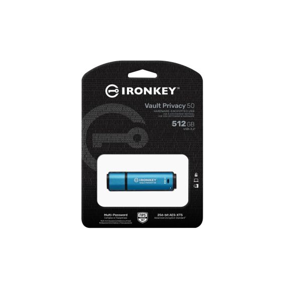 Kingston IronKey Vault Privacy 50 Series - USB fla | IKVP50/512GB