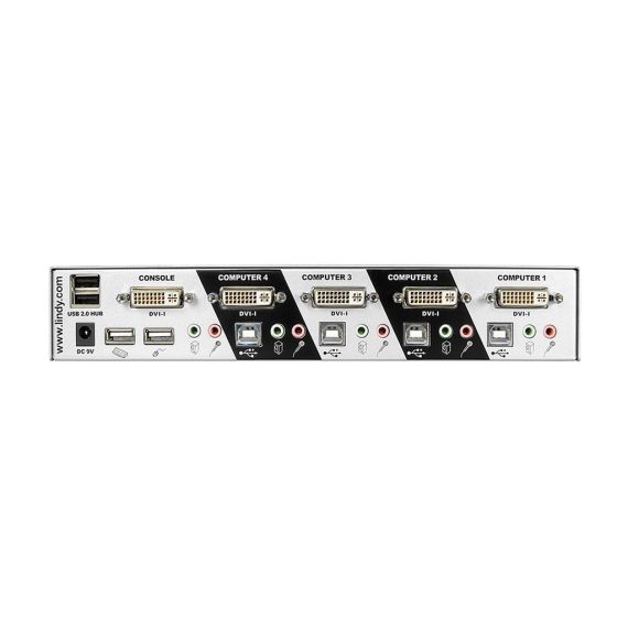Lindy 4 Port DVI-I Single Link, USB 2.0 &amp Audio KVM Sw | 39337