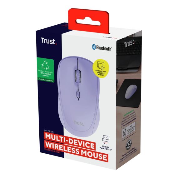 Trust Yvi+ / Ambidextrous / Optical / RF Wireless + Bluet | 25583