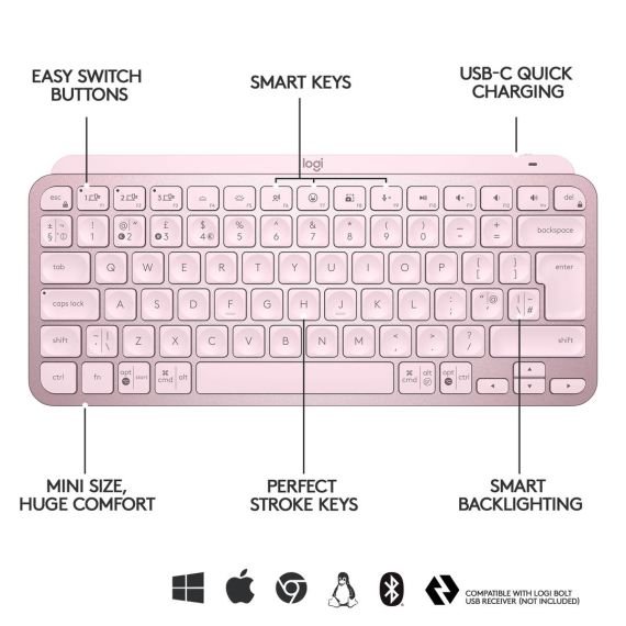 Logitech MX Keys Mini - Keyboard - backlit - wireles | 920-010481
