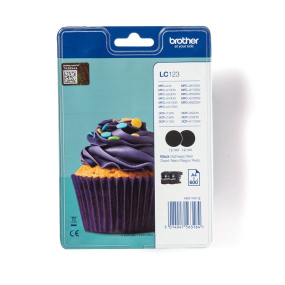 Brother LC123BK - 2-pack - High Yield - black - orig | LC123BKBP2