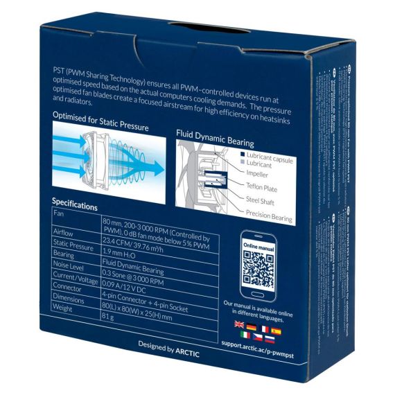 ARCTIC P8 PWM PST - Pressure-optimised 80 mm Fan wi | ACFAN00150A
