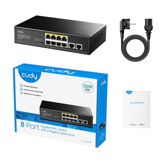 Cudy GS1010P, Gigabit Ethernet (10/100/1000), Power over Ethernet