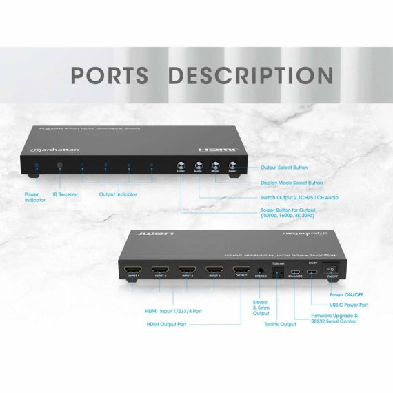 Manhattan 4K 30Hz 4Port HDMI Multiviewer Switch 208406