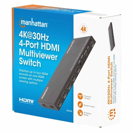 Manhattan 4K 30Hz 4Port HDMI Multiviewer Switch 208406