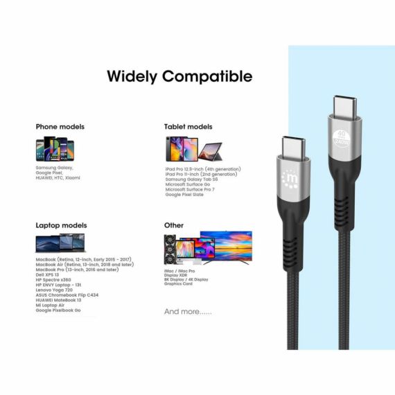 Manhattan UUSB4 Type-C 40 Gbps 8K Charging Cable  356381