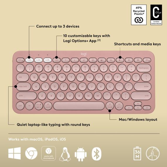 Logitech Pebble Keys 2 K380s - Keyboard - wireless - | 920-011805