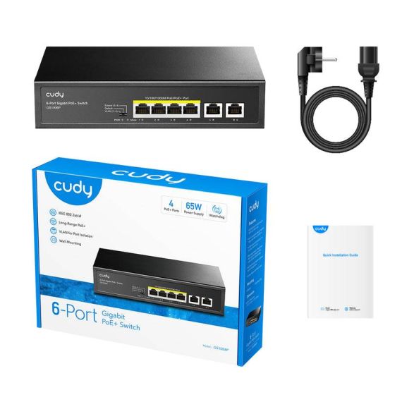 CUDY 4-GbE PoE Switch with 2 Uplink GbE GS1006P