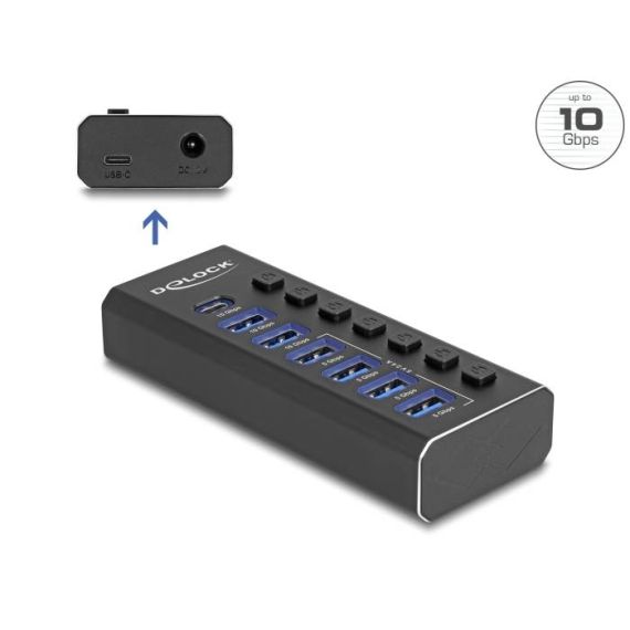 Delock 7 Port USB Hub with 4 Ports  64326