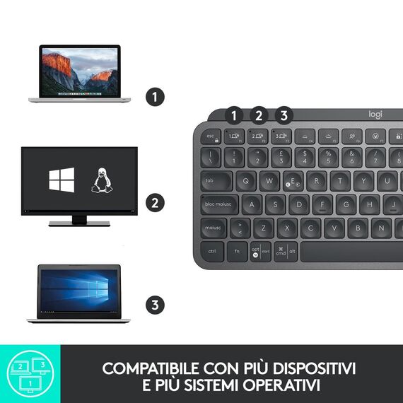 Logitech MX Keys Mini - Keyboard - backlit - Bluetoo | 920-010488