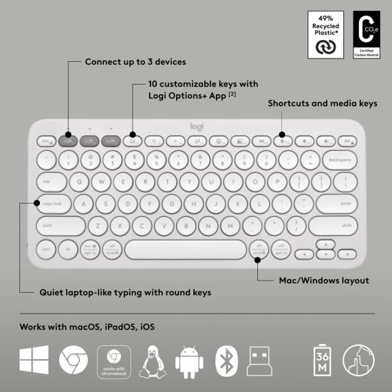 Logitech Pebble 2 Combo - Keyboard and mouse set - w | 920-012240