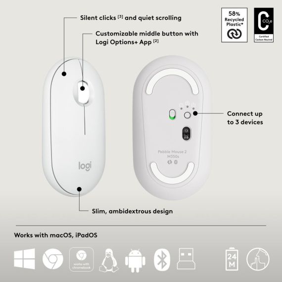 Logitech Pebble 2 Combo - Keyboard and mouse set - w | 920-012240