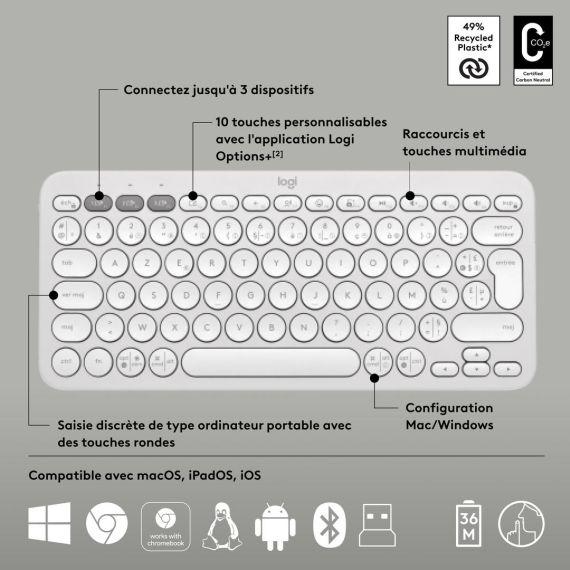 Logitech Pebble 2 Combo - Keyboard and mouse set - w | 920-012240