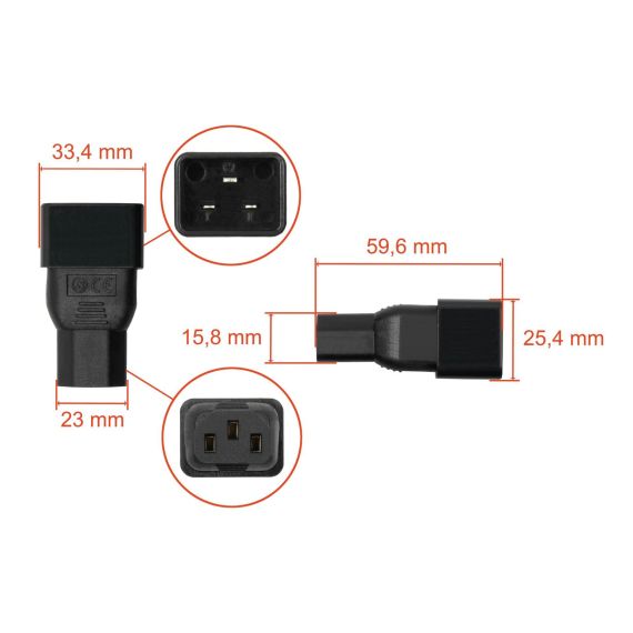 kabelmeister Stromadapter Kaltgeraete-St C20 an C13 - | SKA-2030S