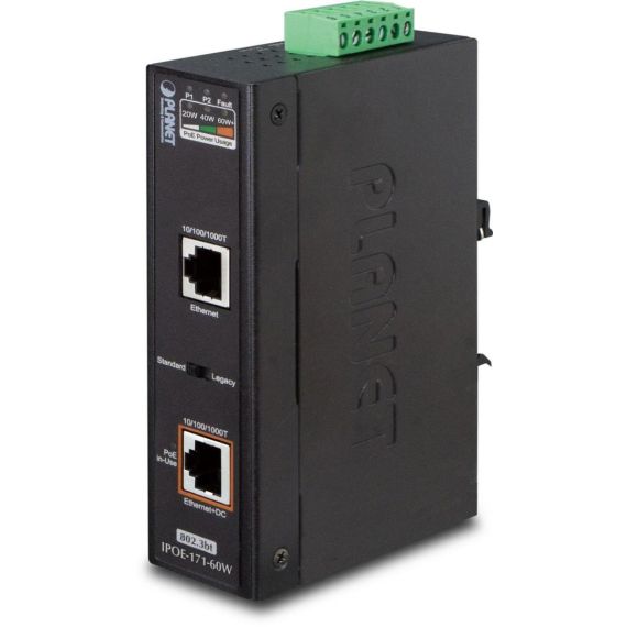 Planet Industrial Single-Port 10/100/1000Mbps Ultr | IPOE-171-60W
