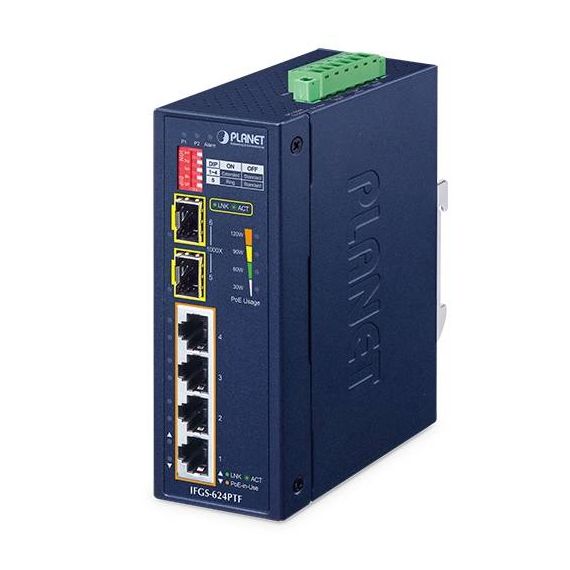 Planet Industrial 4Port 100TX+2Port 100TX SFP IFGS624PTF