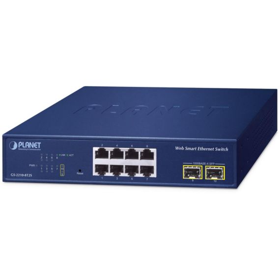 PLANET 8-Port 10/100/1000T + 2-Port, Managed, L2,  | GS-2210-8T2S