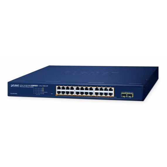 PLANET 24-Port 10/100/1000T 802.3at PoE + 2-Port  | GS-2210-24P2S