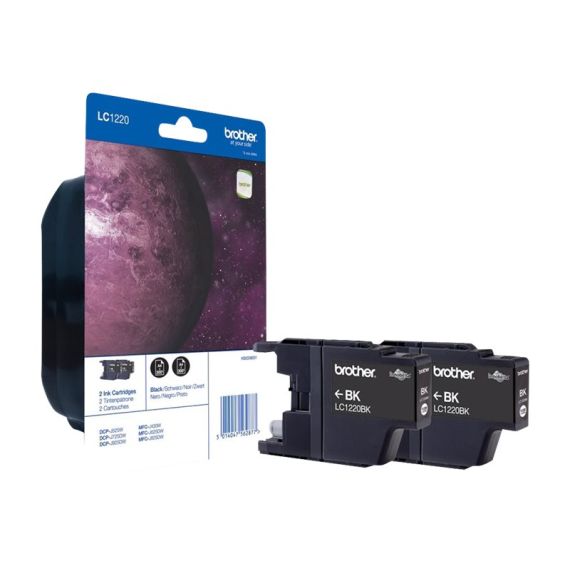 Brother LC1220BKBP2 - 2-pack - black - original - blister - ink c