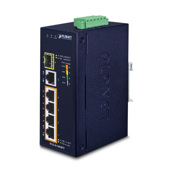 PLANET IGS-614HPT - Switch - unmanaged - 4 x 10/100/1000 (PoE+) +