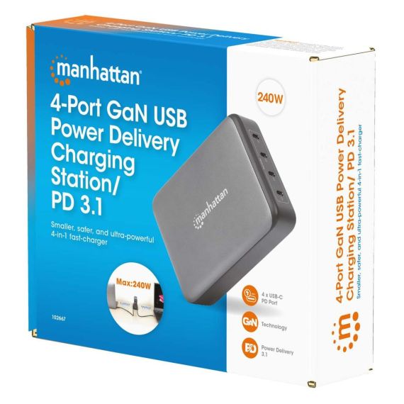 Manhattan Four USB-C PD Ports with up to 140 W per Port, | 102667