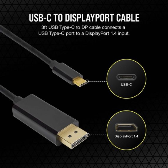 CORSAIR - DisplayPort cable - 24 pin USB-C (M) to | CU-9000005-WW