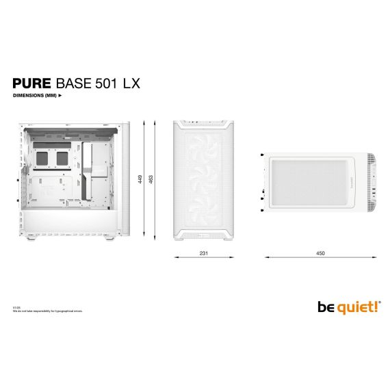 be quiet! Pure Base 501 LX White, Midi Tower, PC, White,  | BGW79