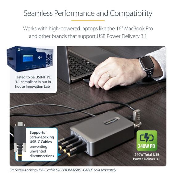 StarTech.com 4-Port USB-C Charger, 240W To | 424DEU-USB-C-CHARGER
