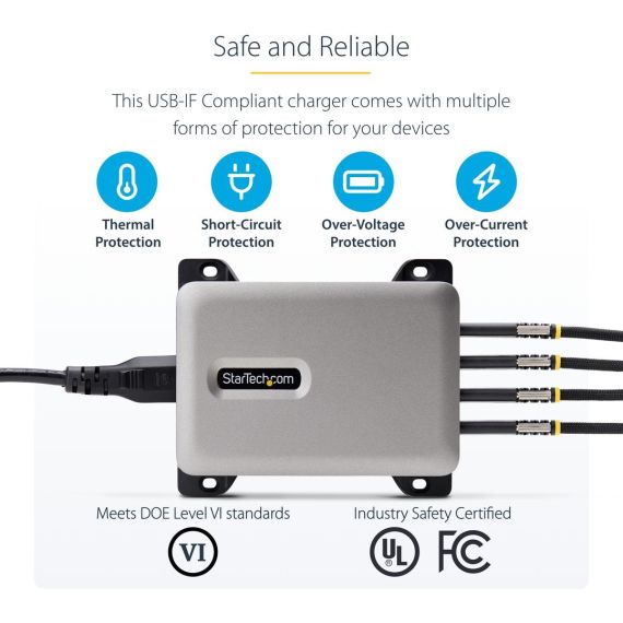 StarTech.com 4-Port USB-C Charger, 240W To | 424DEU-USB-C-CHARGER