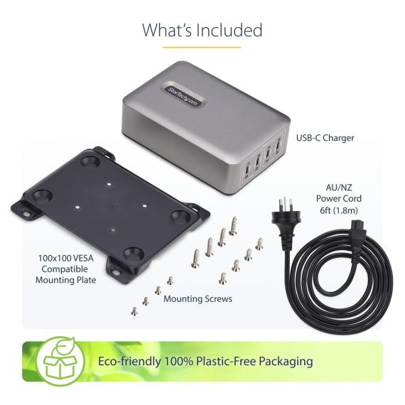StarTech.com 4-Port USB-C Charger, 240W To | 424DEU-USB-C-CHARGER