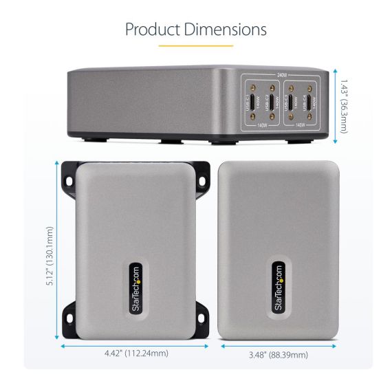 StarTech.com 4-Port USB-C Charger, 240W To | 424DEU-USB-C-CHARGER