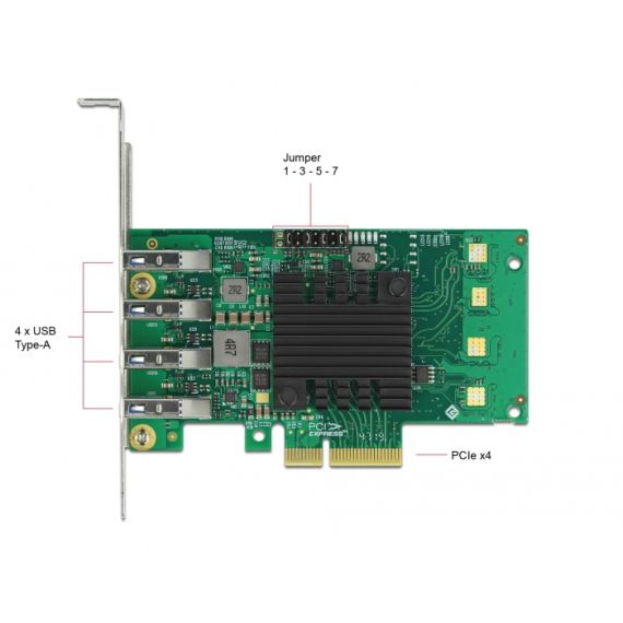 Delock PCI Express x4 Card to 4 x external USB 3.0 Quad C | 89048
