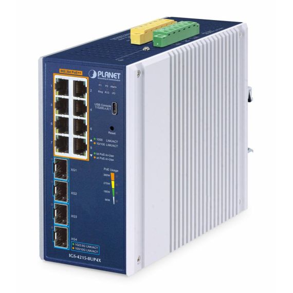 PLANET IP30 Industrial L2/L4 8-Port, Managed, L2 | IGS-4215-8UP4X