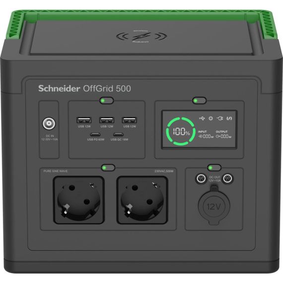 LCD, lithium-ion, 2 CEE 7/3 schuko outlets,sinewave,  | PPS500-GR