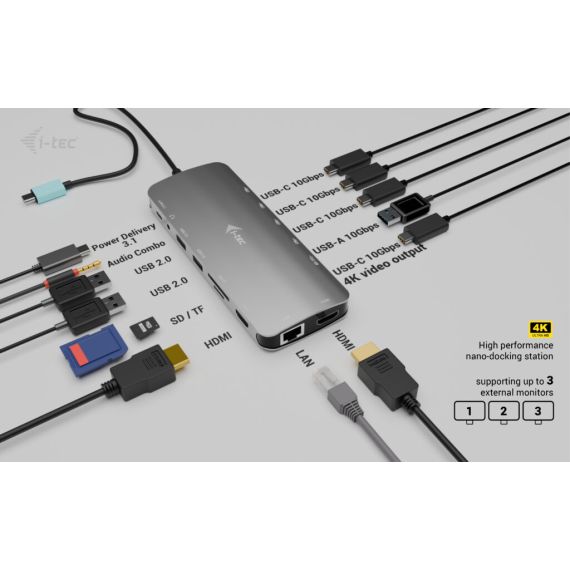 i-tec Metal USB-C Nano 3x Display Dock, 2x  | C31NANOTRIPLEDOCKPD