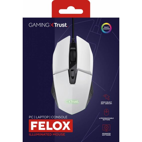 Trust GXT 109W Felox Mouse illuminated, gaming 6 buttons 25066