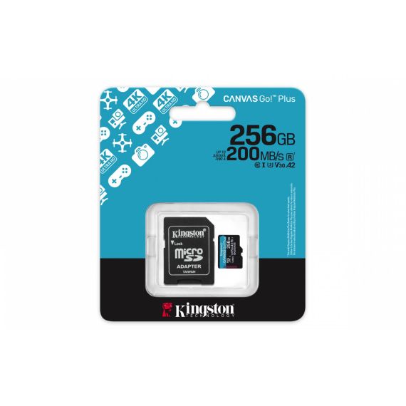 Kingston 256GB microSDXC Canvas Go Plus Gen4 200MBs SDCG4256GB