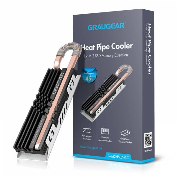 GRAUGEAR Heat Pipe Cooler for M.2 SSD   GM2HS07GC