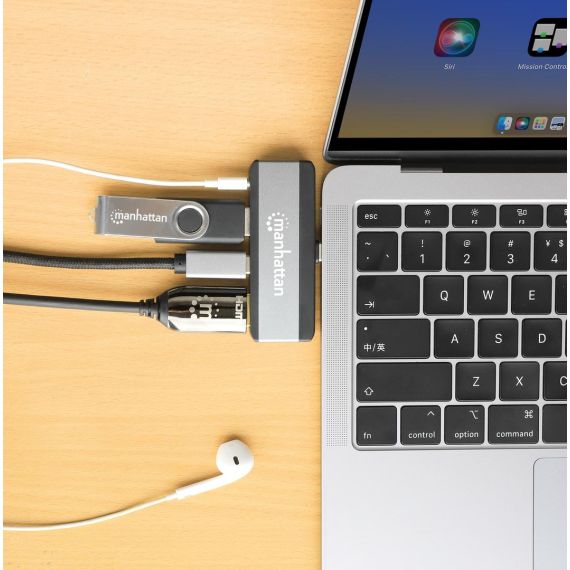 Manhattan 4-in-1 / Docking station / for laptop / USB-C  | 190404