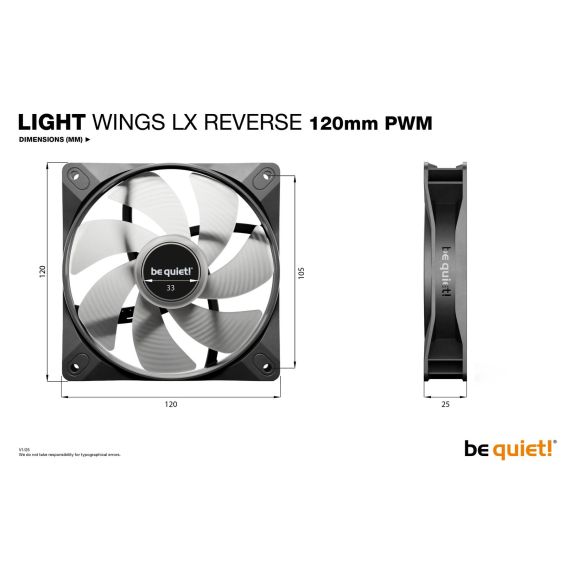 be quiet! Light Wings LX 120 mm PWM Reverse Black / Fan / | BL132