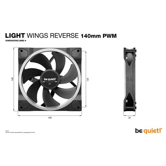 be quiet! Light Wings 140 mm PWM Reverse Black / Fan / 14 | BL134