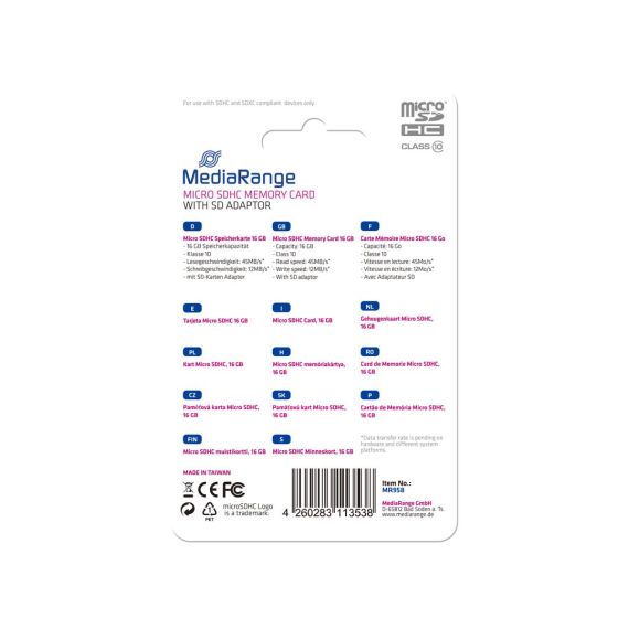 MediaRange / Flash memory card (microSDHC to SD adapter i | MR958